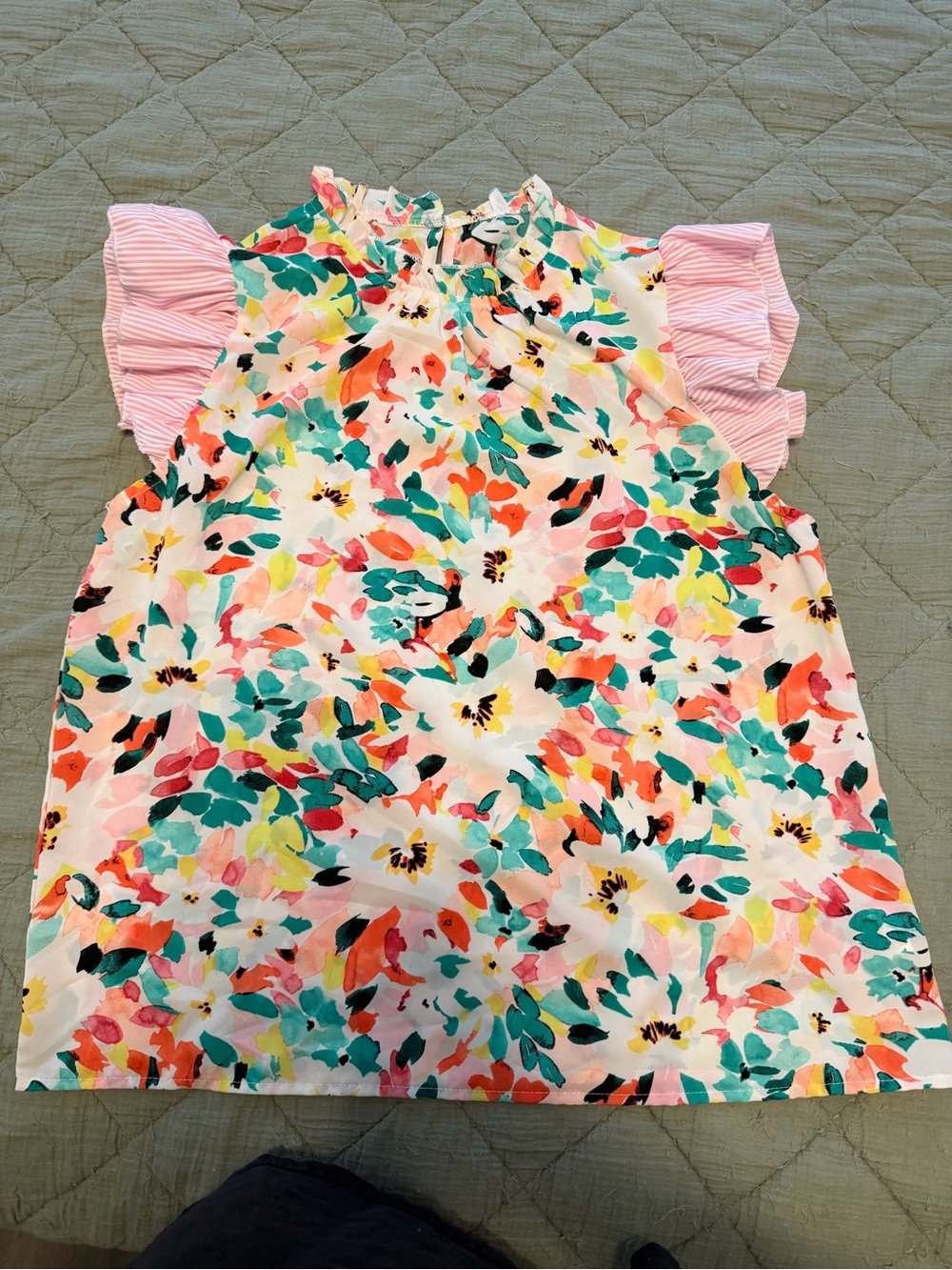 Women’s Floral Print Dress with Pink Ruffle Sleeves